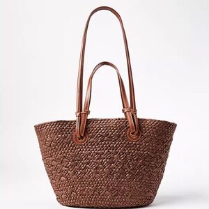 LOFT Brown Textured Tote Bag